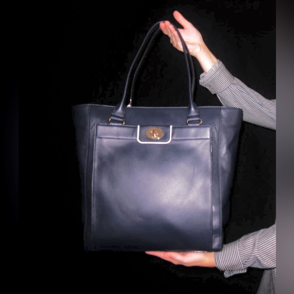 Kate Spade Hampton Road Smooth Navy Leather Davis Tote - Picture 7 of 11
